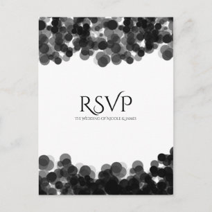 Black & White Caviar Dots Modern Wedding RSVP Invitation Postcard