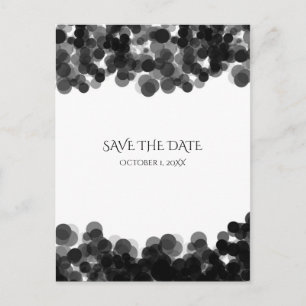 Black & White Caviar Dots Wedding Save The Date Announcement Postcard