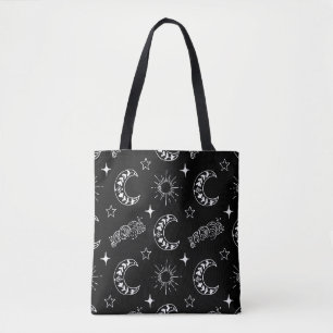 Black & White Celestial Moon Tote Bag – Mystical