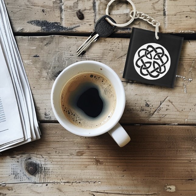 Black White Celtic Knotwork Circle Symbol Key Ring (Creator Uploaded)