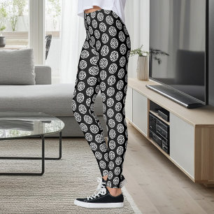 Black White Celtic Knotwork Circle Symbol Leggings