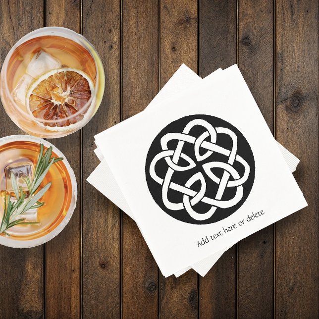 Black White Celtic Knotwork Circle Symbol Napkin (Creator Uploaded)