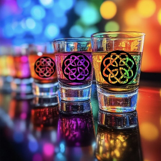 Black White Celtic Knotwork Circle Symbol Shot Glass (Creator Uploaded)