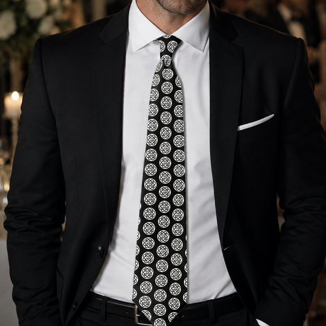 Black White Celtic Knotwork Circle Symbol Tie (Creator Uploaded)