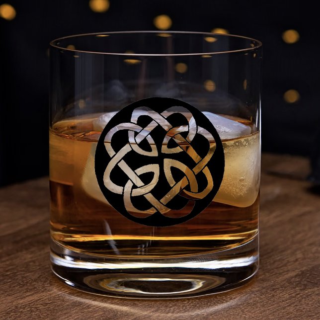Black White Celtic Knotwork Circle Symbol Whiskey Glass (Creator Uploaded)
