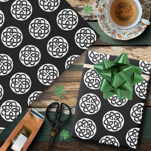 Black White Celtic Knotwork Circle Symbol Wrapping Paper