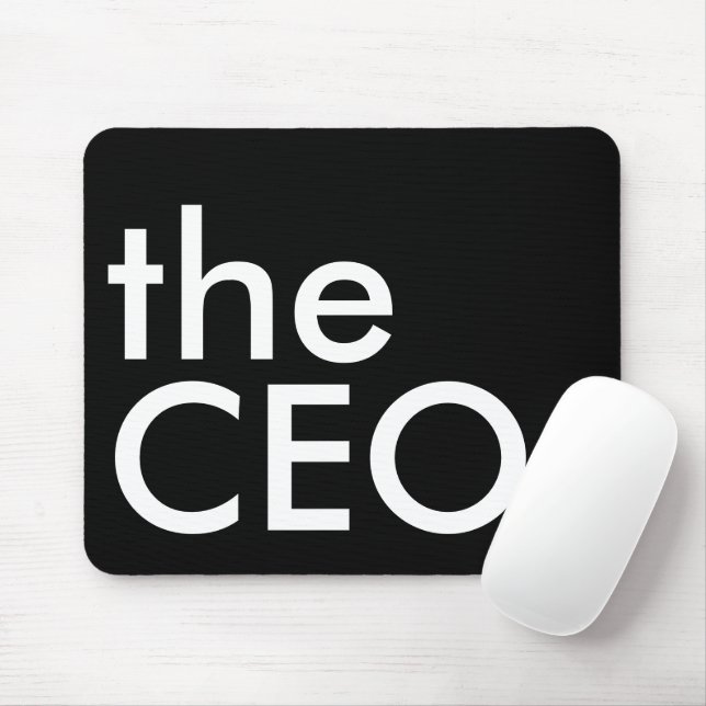 Black White CEO Bold Executive Typography Mouse Pad (With Mouse)