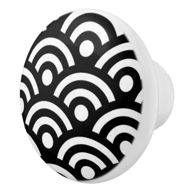Black & White Ceramic Cabinet Knob (Right)
