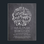 Black White Chalkboard Holly Merry Christmas Party Postcard<br><div class="desc">Elegant Black and White Chalkboard Merry Christmas and Happy New Year Typography.
Holly Merry Christmas Party Postard Templates.</div>