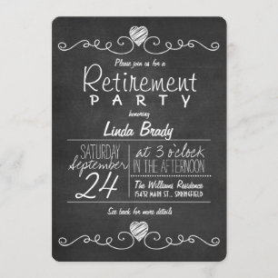 Black & White Chalkboard Retirement Party Invitation