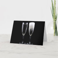 Black White Champagne Bottle Flute Glasses Festive