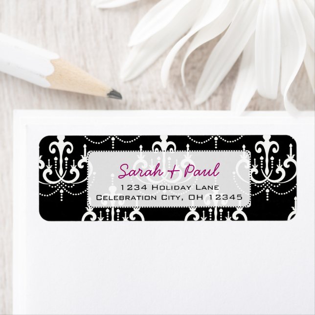 Black & White Chandeilers Return Address Label (Insitu)