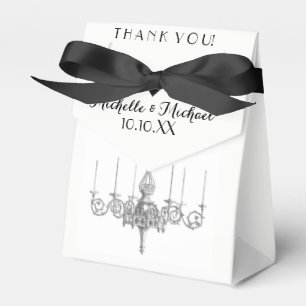 Black White Chandelier Names Date Wedding Favour Box