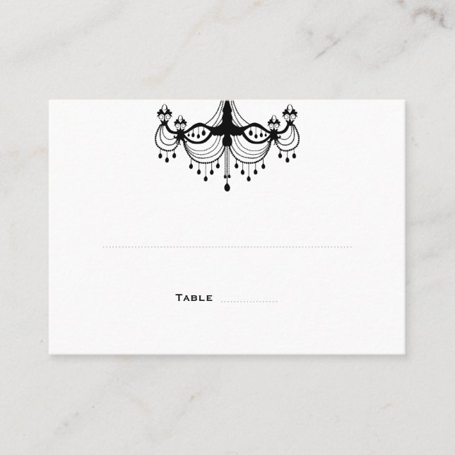 Black & White Chandelier Place Cards (Front)