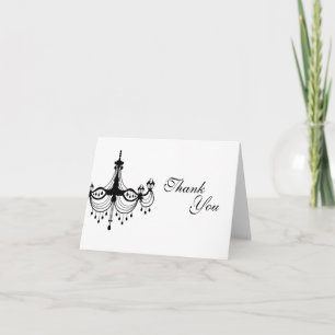 Black & White Chandelier Thank You Note Card