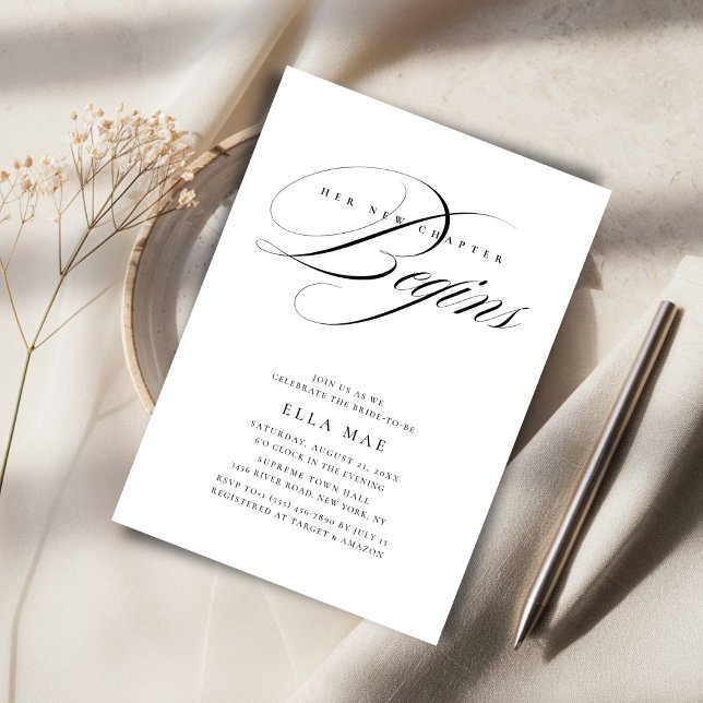 Black & White Chapter Begins Online Bridal Shower Invitation (Creator Uploaded)