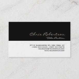 Black White Charming Script Business Card