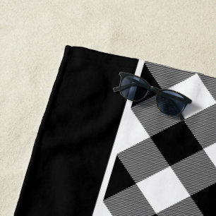 Black White Check Beach Towel