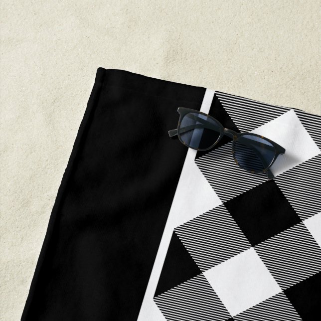 Black White Check Beach Towel (In Situ)