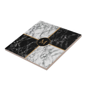 Black & White Check Marble - Customisable - Trendy Tile