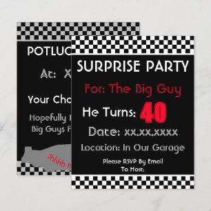 Black White Check Party Invite
