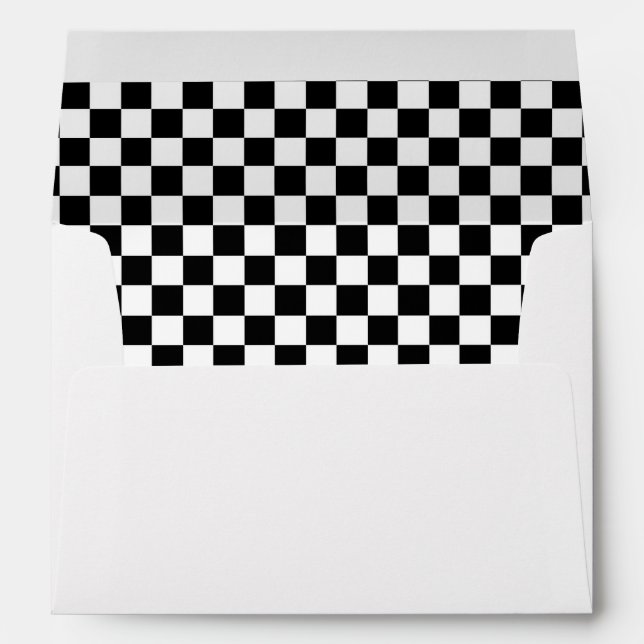 Black White Check Pattern Racing Theme Birthday Envelope (Back (Bottom))