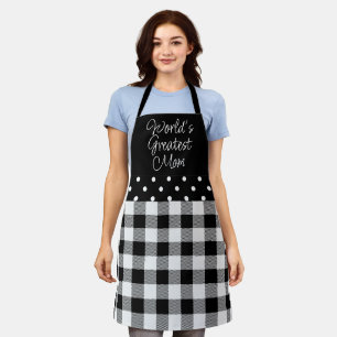 Black White Check Polka Dot World's Greatest Mum A Apron