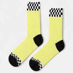 Black + White Check Trim Yellow Socks