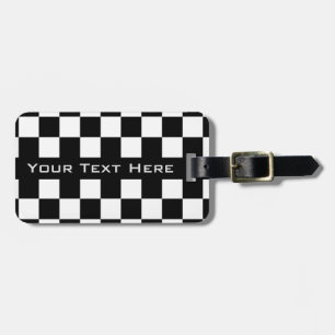 Black & White Checked - Add Your Text / Name - Luggage Tag