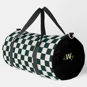 Black White Checker Personalized Print Cut Sew Bag