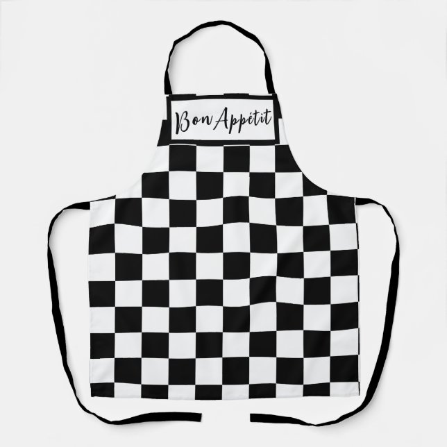 Black & White Checkerboard  Apron (Front)