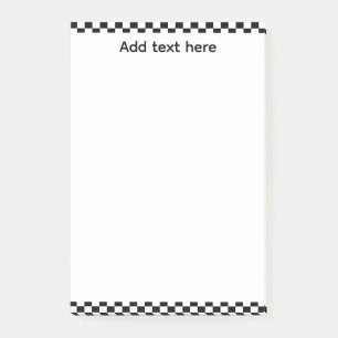 Black & White Checkerboard Notepad   Editable Pers