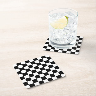 Black White Checkers Coasters