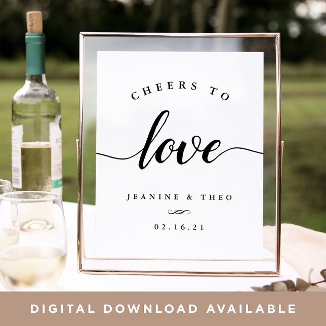 Black & White Cheers to Love Wedding Sign (Creator Uploaded)
