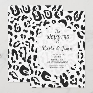 Black & White Cheetah Leopard Chic Wedding Invitation