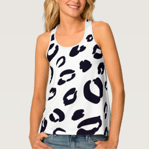 Black White Cheetah Leopard Trendy Print Pattern Singlet
