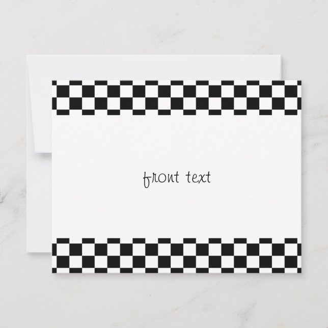 Black & White Chequerboard Background Invitation (Front)