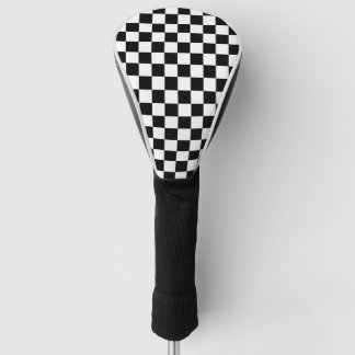 Black White Chequerboard Chequered Checked Check Golf Head Cover