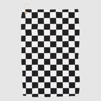 Black White Chequerboard Chequered Checked Check Golf Towel