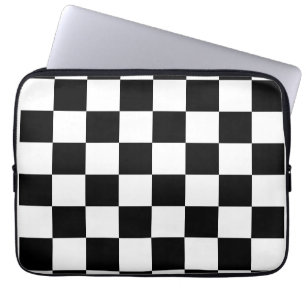 Black, White Chequerboard Laptop Sleeve