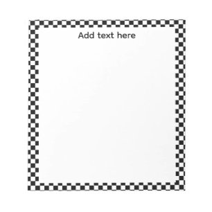 Black & White Chequerboard Notepad Editable Pers