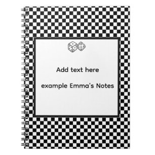 Black & White Chequerboard Notepad Editable Pers Notebook