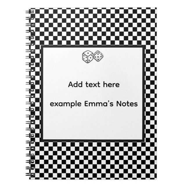Black & White Chequerboard Notepad | Editable Pers Notebook (Front)