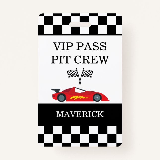 Black White Chequerboard Pattern Birthday ID Badge (Front)