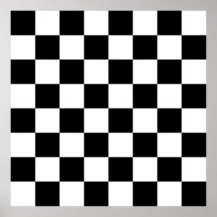 Black, White Chequerboard Poster