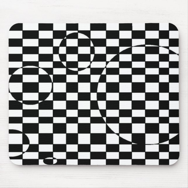 Black & White chequered 3d illusion Mouse Pad (Front)