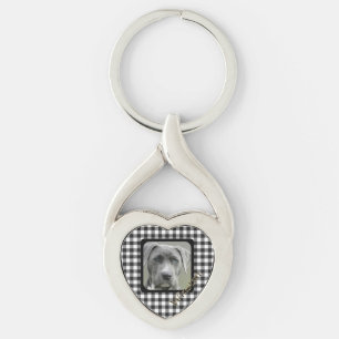Black White Chequered Animal Lover Dog Key Ring