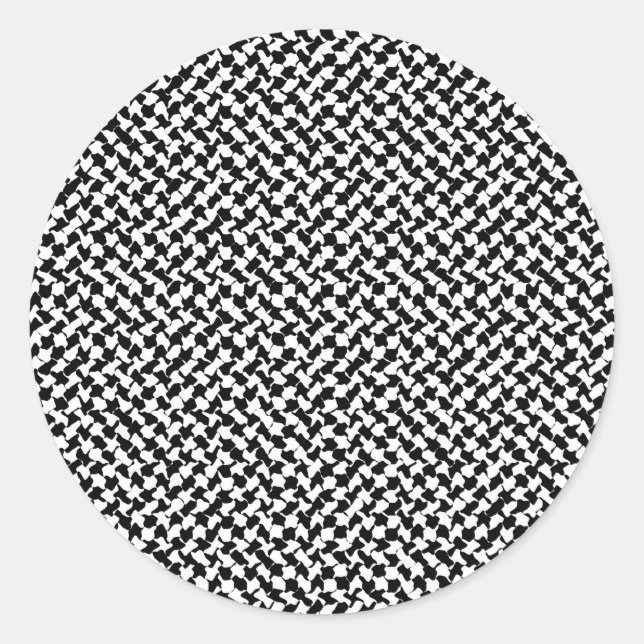 Black White Chequered Board Classic Round Sticker (Front)