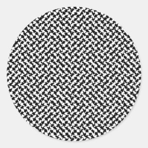 Black White Chequered Board Classic Round Sticker