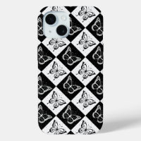 Black White Chequered Butterfly Design 